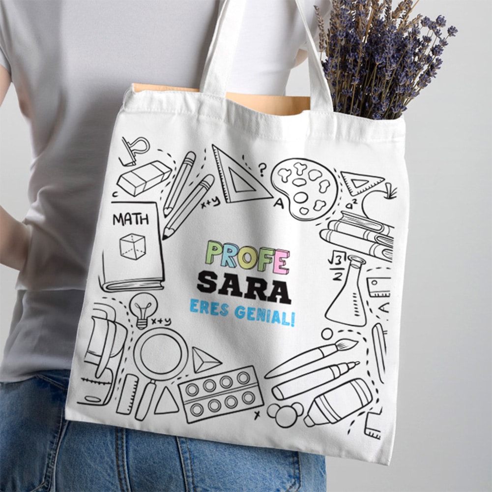 Tote Bag Material Escolar con Nombre personalizada