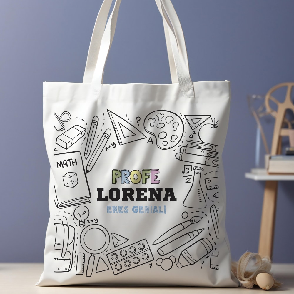 Tote Bag Material Escolar con Nombre personalizada