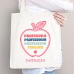 Miniatura de Tote Bag Idiomas en Manzana con Nombre personalizada