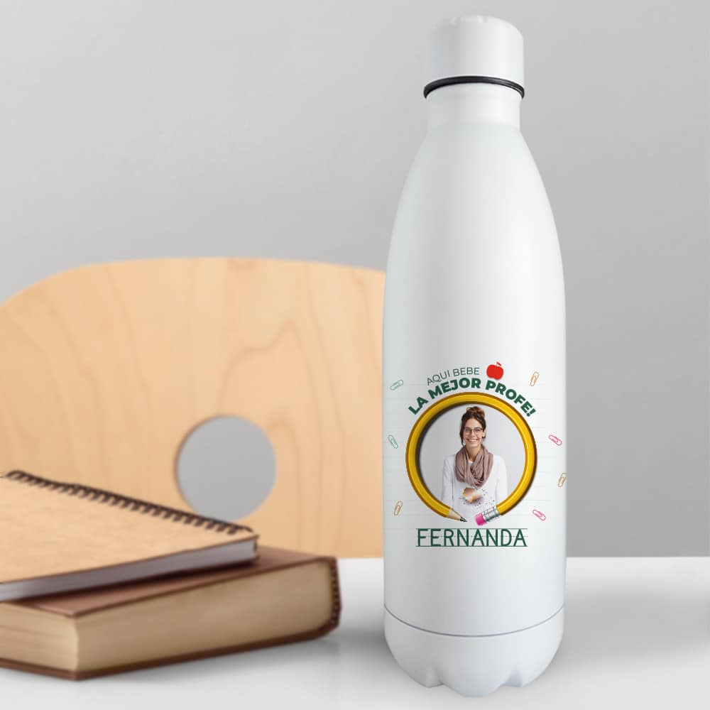 Botella Lápiz con Foto y Texto personalizada