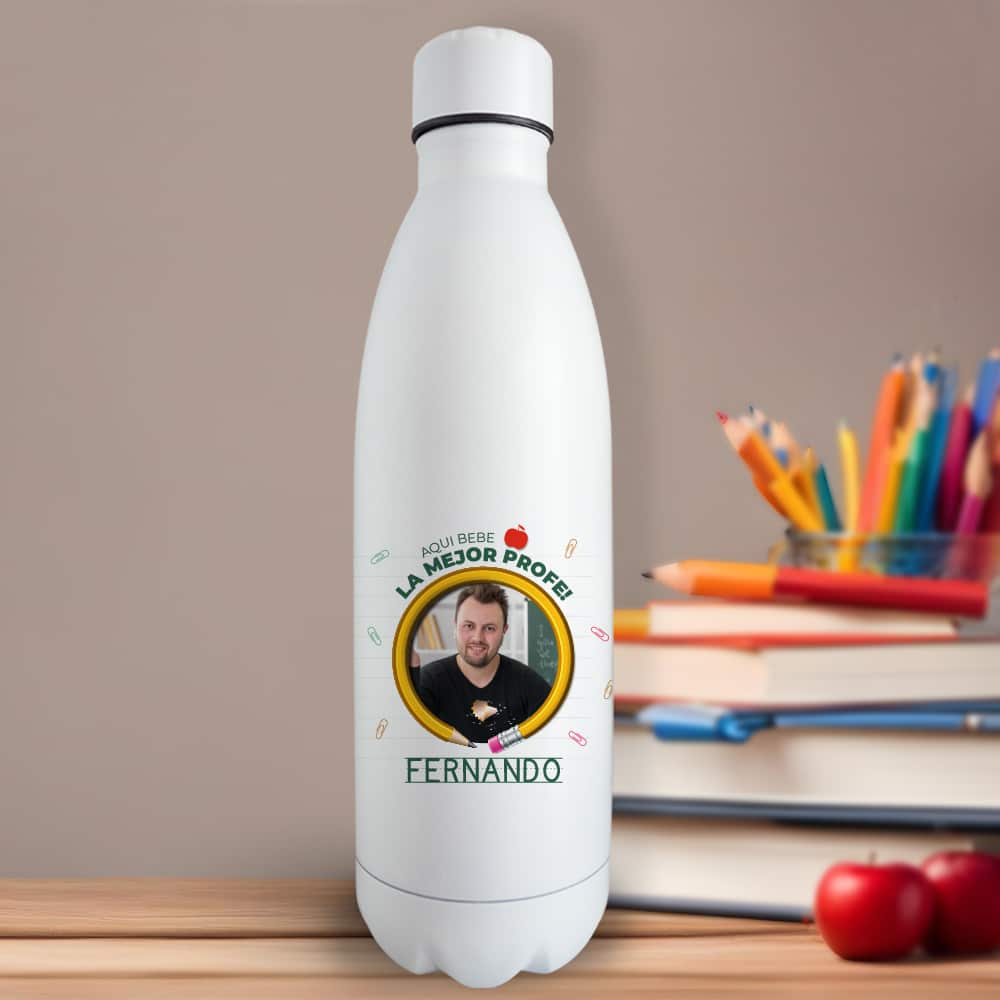 Botella Lápiz con Foto y Texto personalizada