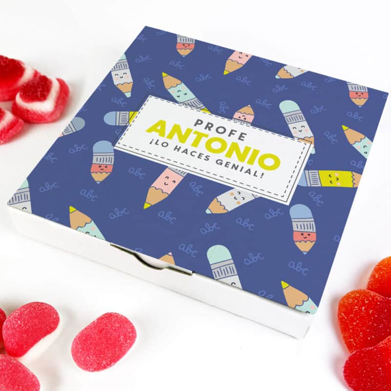 Caja de Dulces Pequeña Lápices Print con Nombre y Texto personalizada