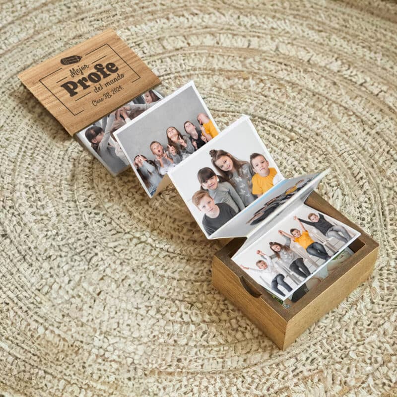 Caja de Fotos Acordeón Lápiz con Texto personalizada