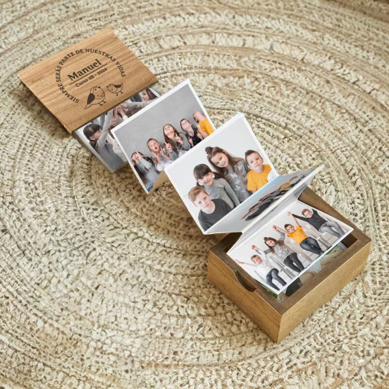 Caja de Fotos Acordeón Pajaritos con Texto personalizada