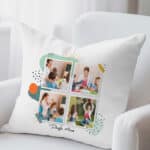 Miniatura de Cojín Polaroid con Cuatro Fotos y Texto personalizado