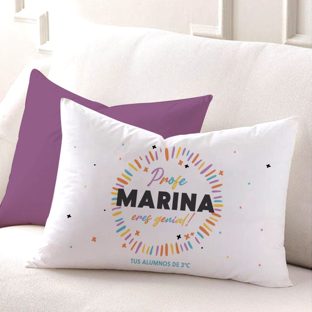 Cojín Colores con Nombre y Texto personalizado