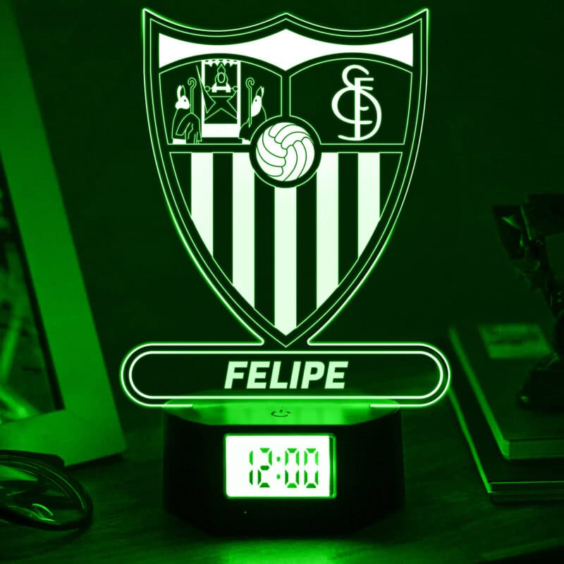 Reloj Despertador con Luz Escudo Sevilla personalizado