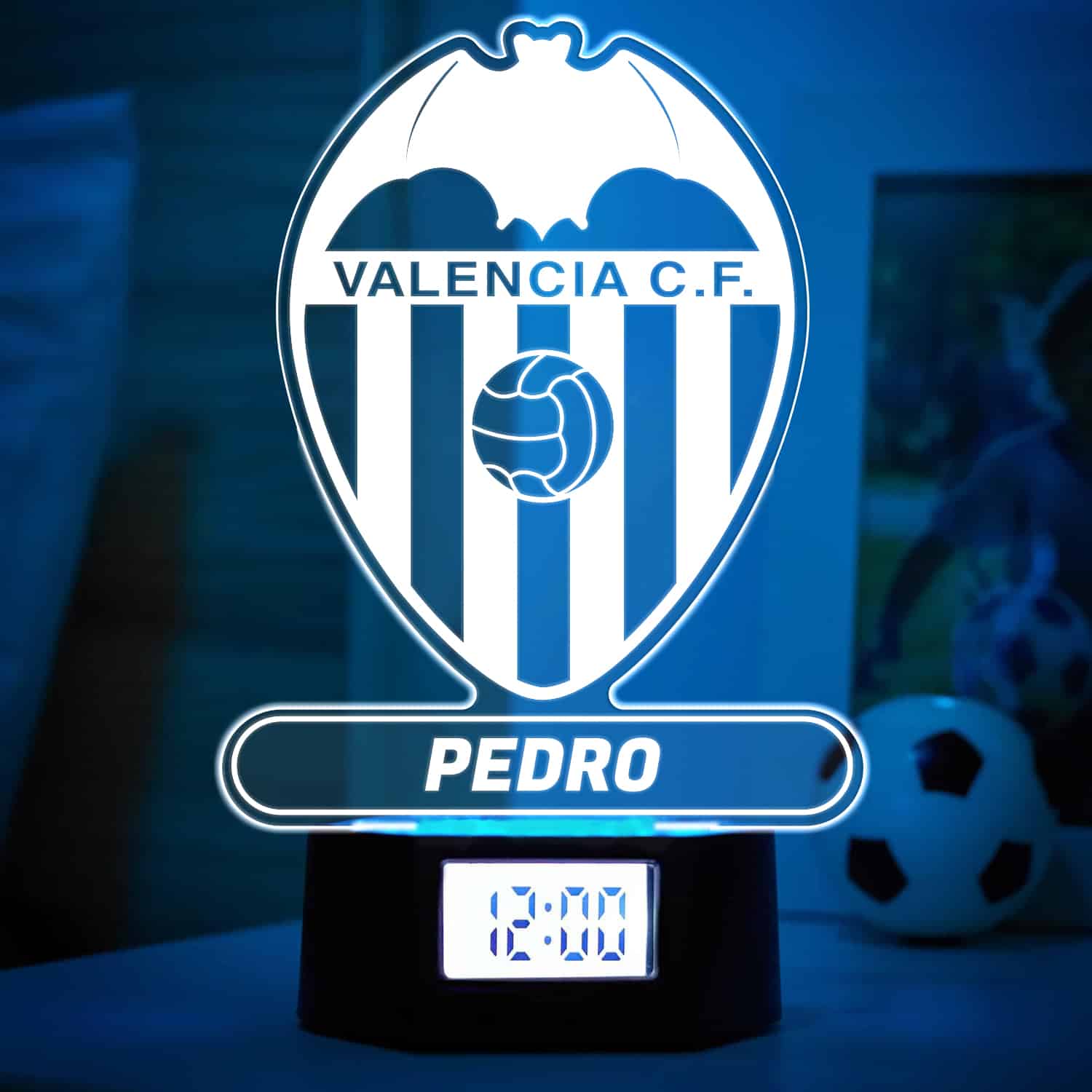 Reloj Despertador con Luz Escudo Valencia personalizado