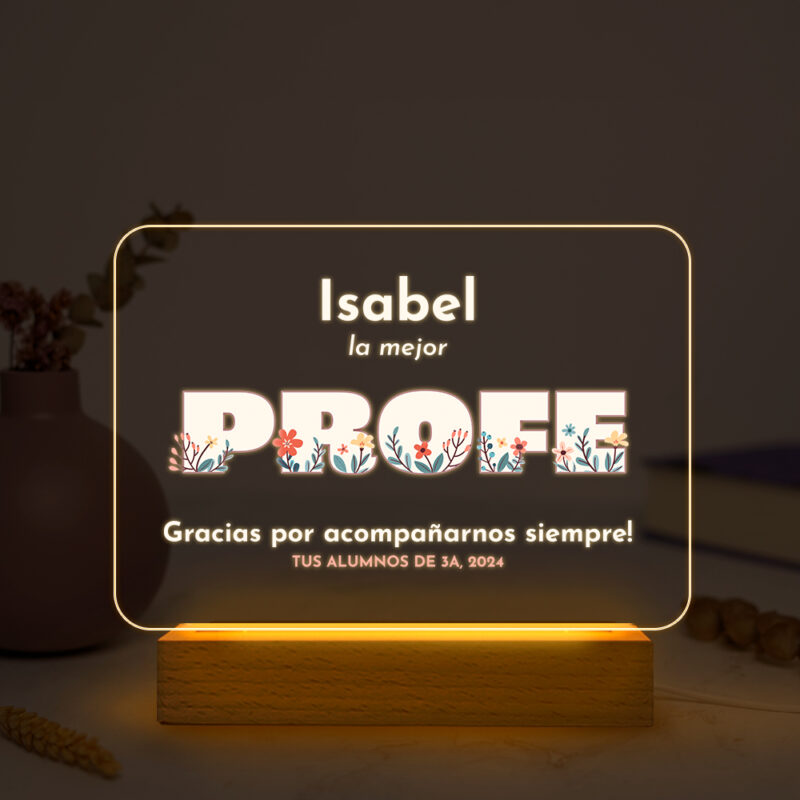 Lámpara Profe Flores con Texto personalizada