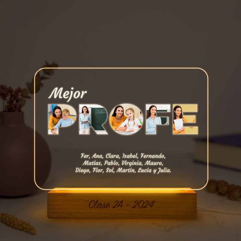 Lámpara Profe con Fotos y Texto personalizada