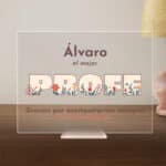 Miniatura de Placa Profe y Flores con Texto personalizada