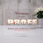 Miniatura de Placa Profe y Flores con Texto personalizada