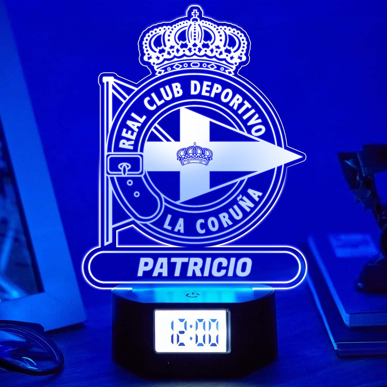 Reloj Despertador con Luz Escudo Coruña personalizado