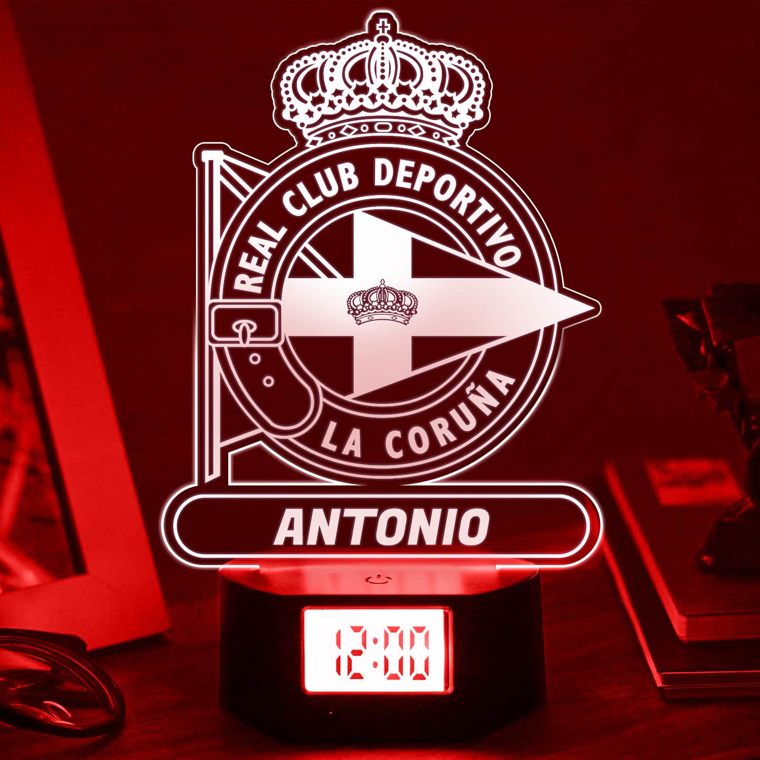 Reloj Despertador con Luz Escudo Coruña personalizado