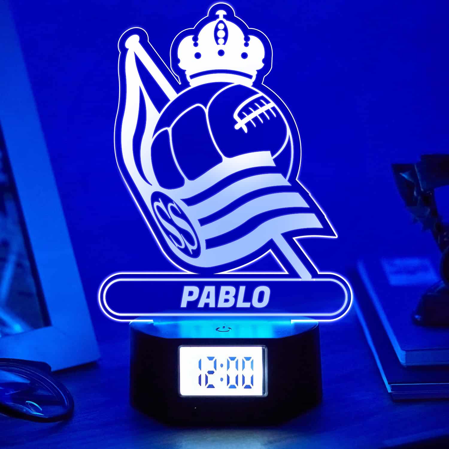 Reloj Despertador con Luz Escudo Real Sociedad personalizado