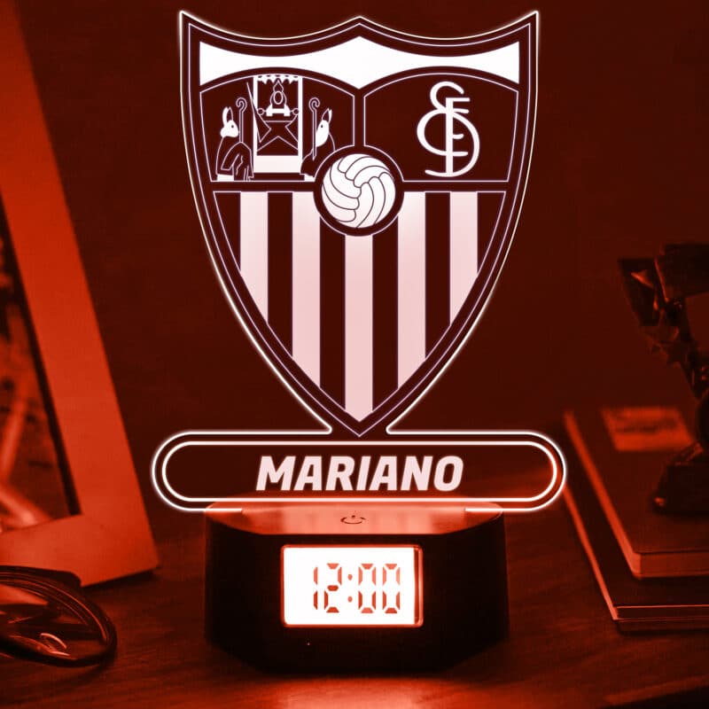 Reloj Despertador con Luz Escudo Sevilla personalizado