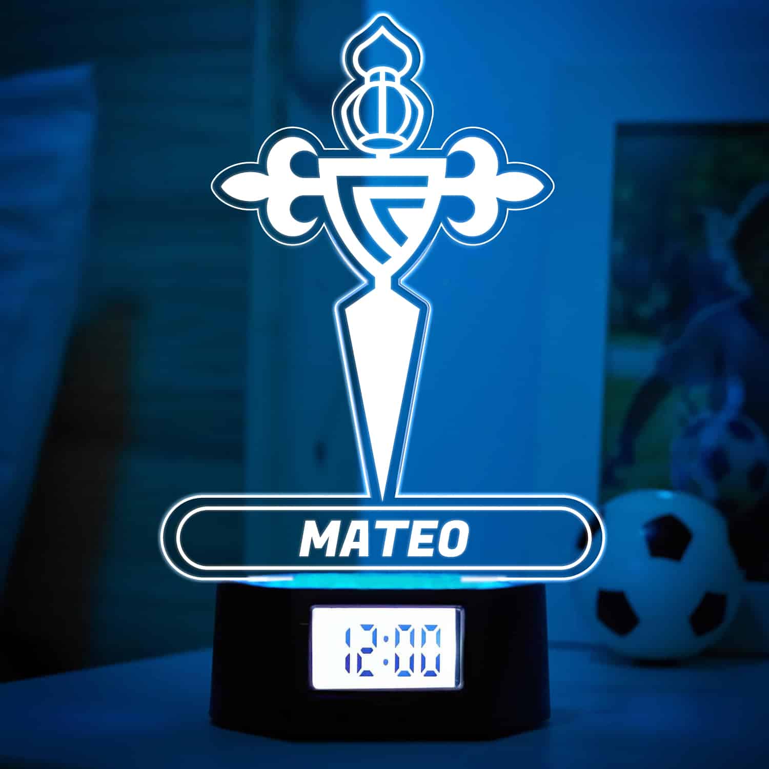 Reloj Despertador con Luz Escudo Celta Vigo personalizado