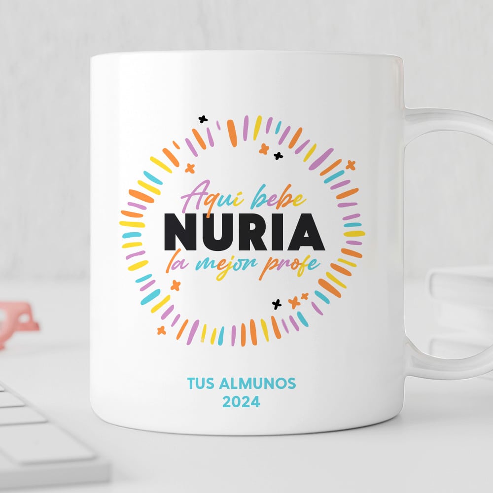 Taza Letras de Colores con Nombre y Texto personalizada