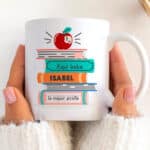 Miniatura de Taza Manzana y Libros con Nombre personalizada