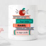 Miniatura de Taza Manzana y Libros con Nombre personalizada