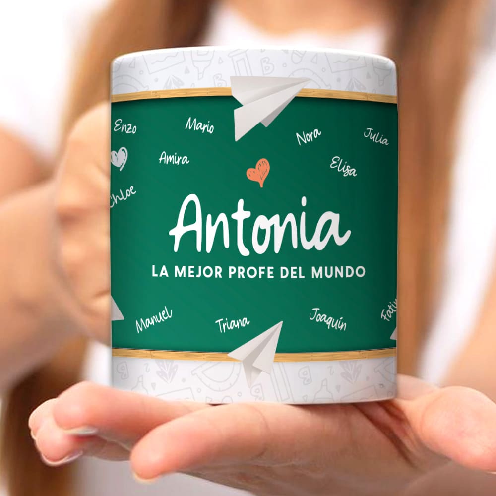 Taza Pizarra con Nombres y Texto personalizada