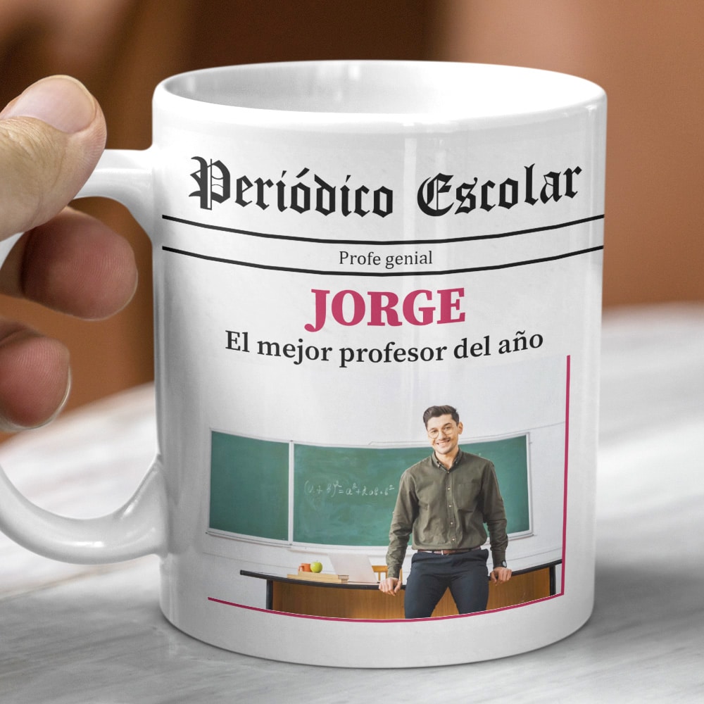 Taza Periódico Escolar con Foto y Texto personalizada