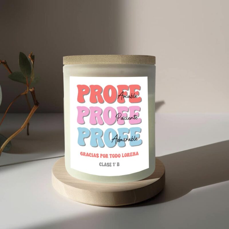 Vela Profe Colores con Texto personalizada