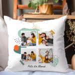Miniatura de Cojín Polaroid con Cuatro Fotos y Texto personalizado