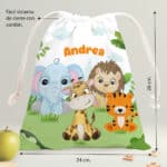 Miniatura de Bolsita para Merienda Infantil Animales Selva personalizada