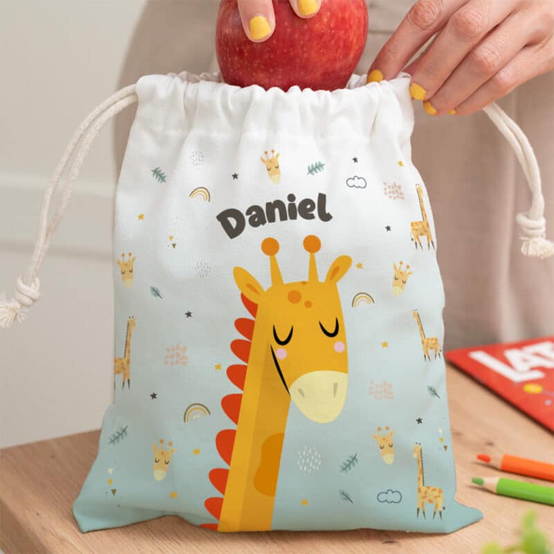 Bolsita para Merienda Infantil Animales de Colores personalizada