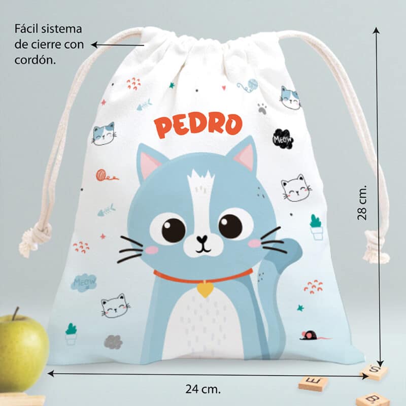 Bolsita para Merienda Infantil Animales de Colores personalizada