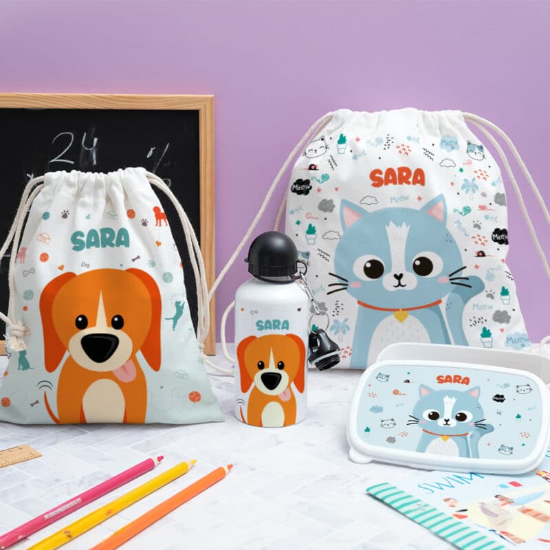 Bolsita para Merienda Infantil Animales de Colores personalizada