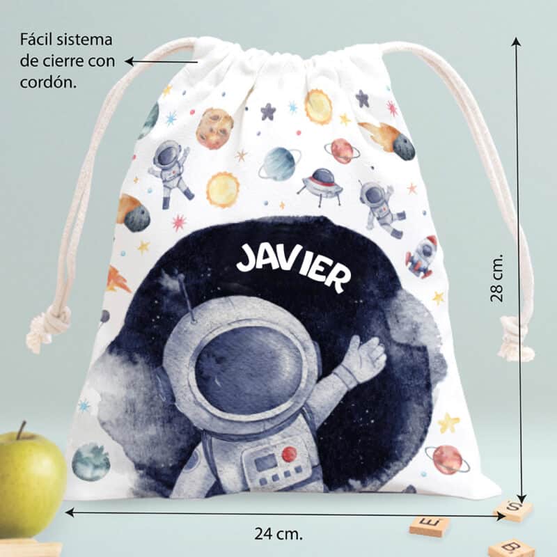 Bolsita para Merienda Infantil Astronauta en Espacio personalizada