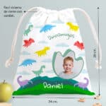 Miniatura de Bolsita para Merienda Infantil Dinosaurios personalizada