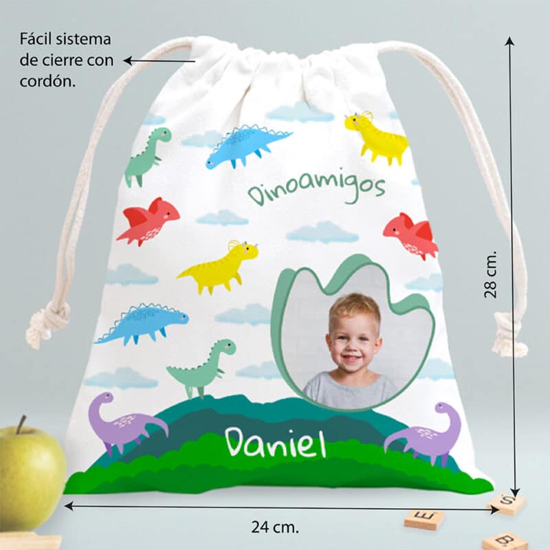 Bolsita para Merienda Infantil Dinosaurios personalizada