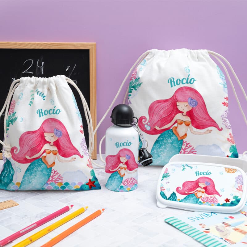 Bolsita para Merienda Infantil Sirenita personalizada