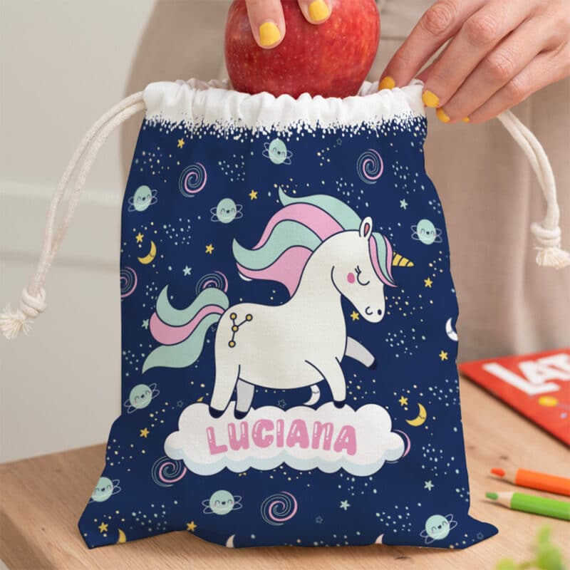 Bolsita para Merienda Infantil Unicornios Coloridos personalizada