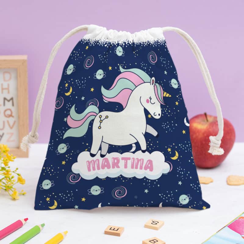 Bolsita para Merienda Infantil Unicornios Coloridos personalizada