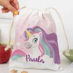 Miniatura de Bolsita para Merienda Infantil Unicornios Coloridos personalizada