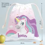 Miniatura de Bolsita para Merienda Infantil Unicornios Coloridos personalizada