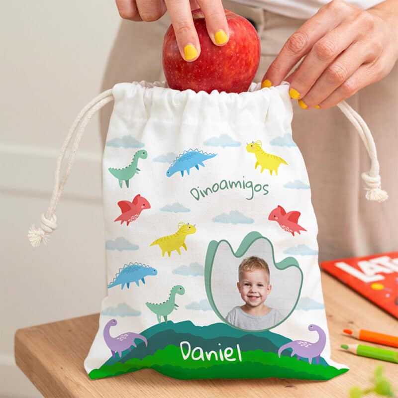 Bolsita para Merienda Infantil Dinosaurios personalizada