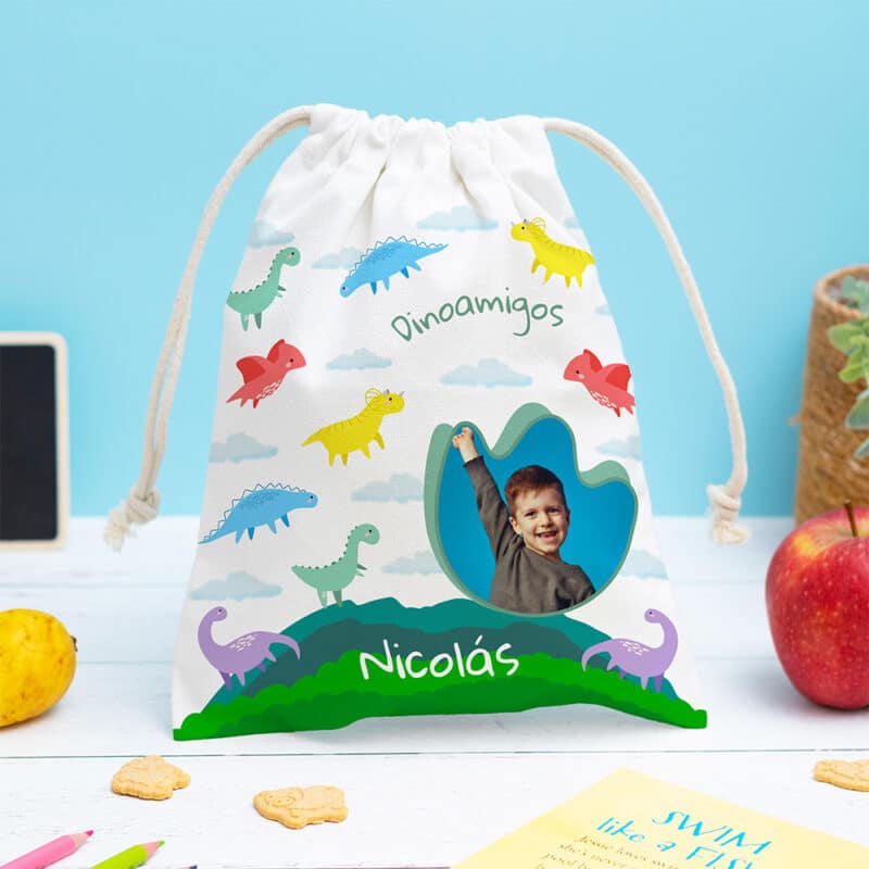 Bolsita para Merienda Infantil Dinosaurios personalizada