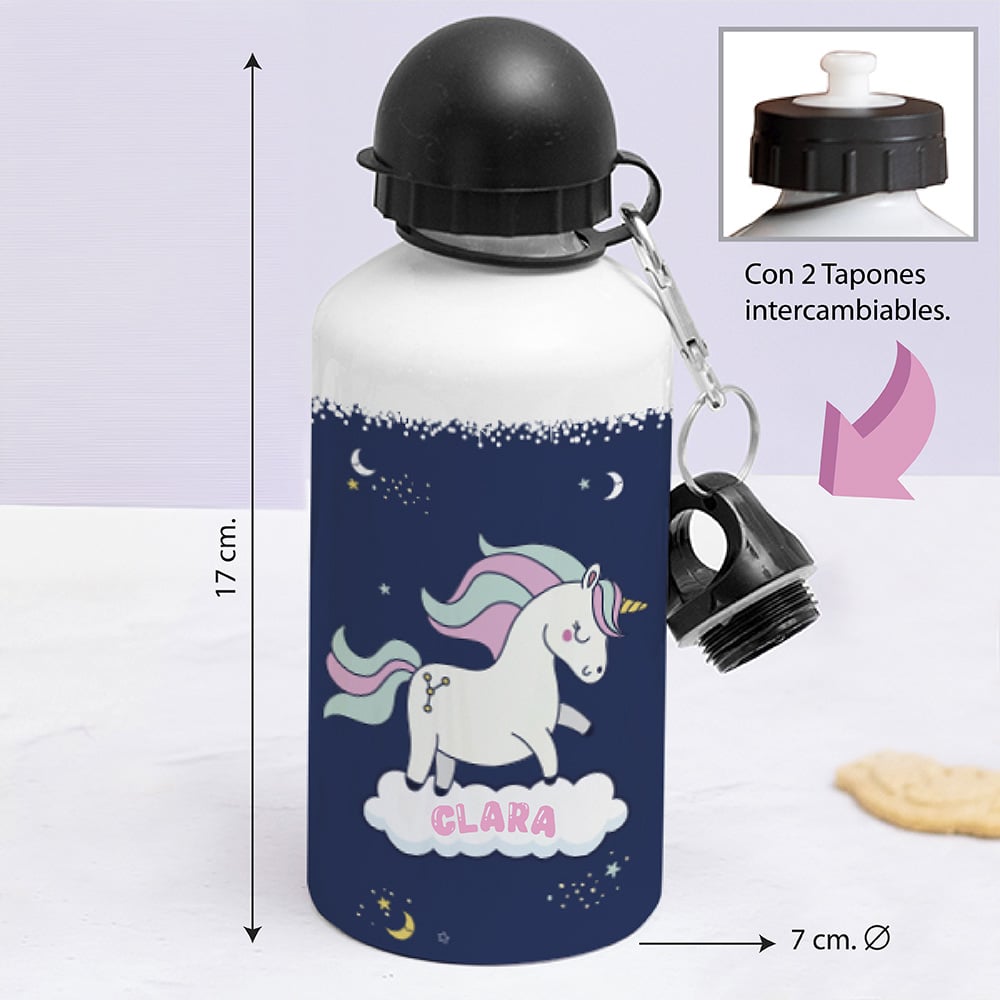 Botella Infantil Unicornios Coloridos personalizada