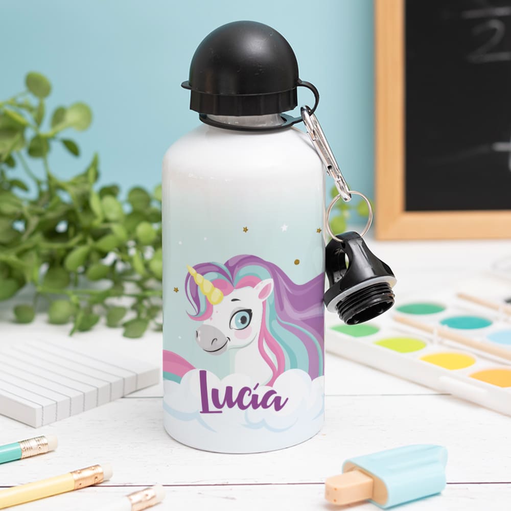 Botella Infantil Unicornios Coloridos personalizada