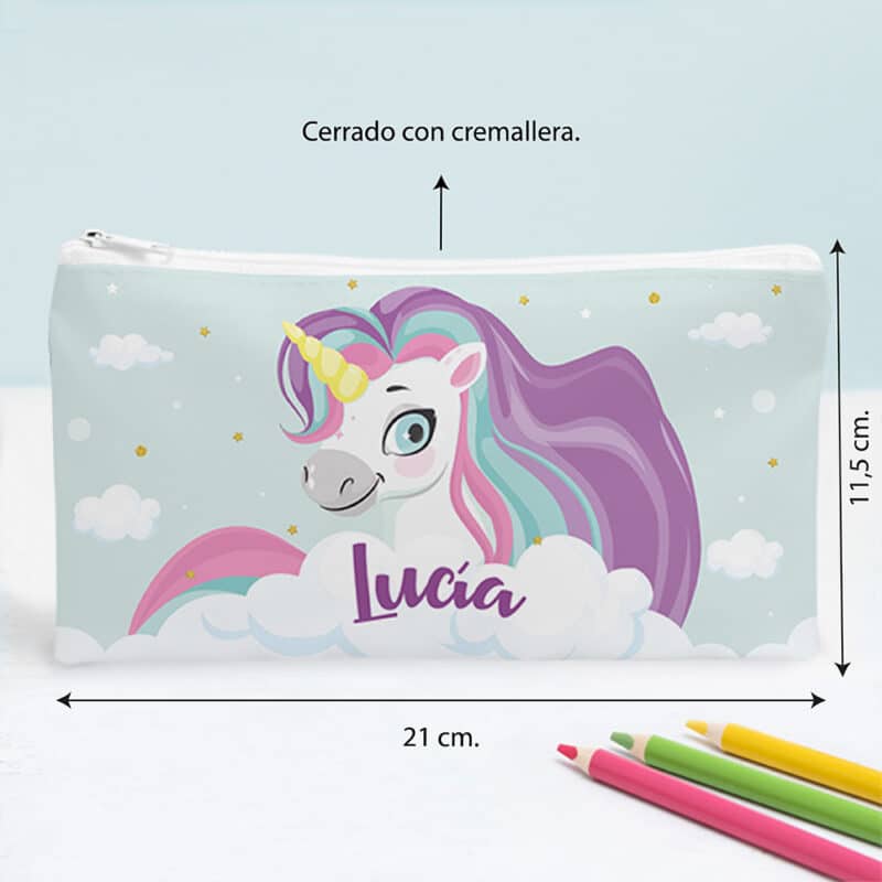 Estuche Infantil Unicornios Coloridos personalizado