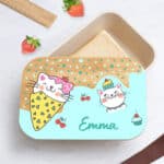 Miniatura de Fiambrera con Tapa de Madera Infantil Gatitos personalizada