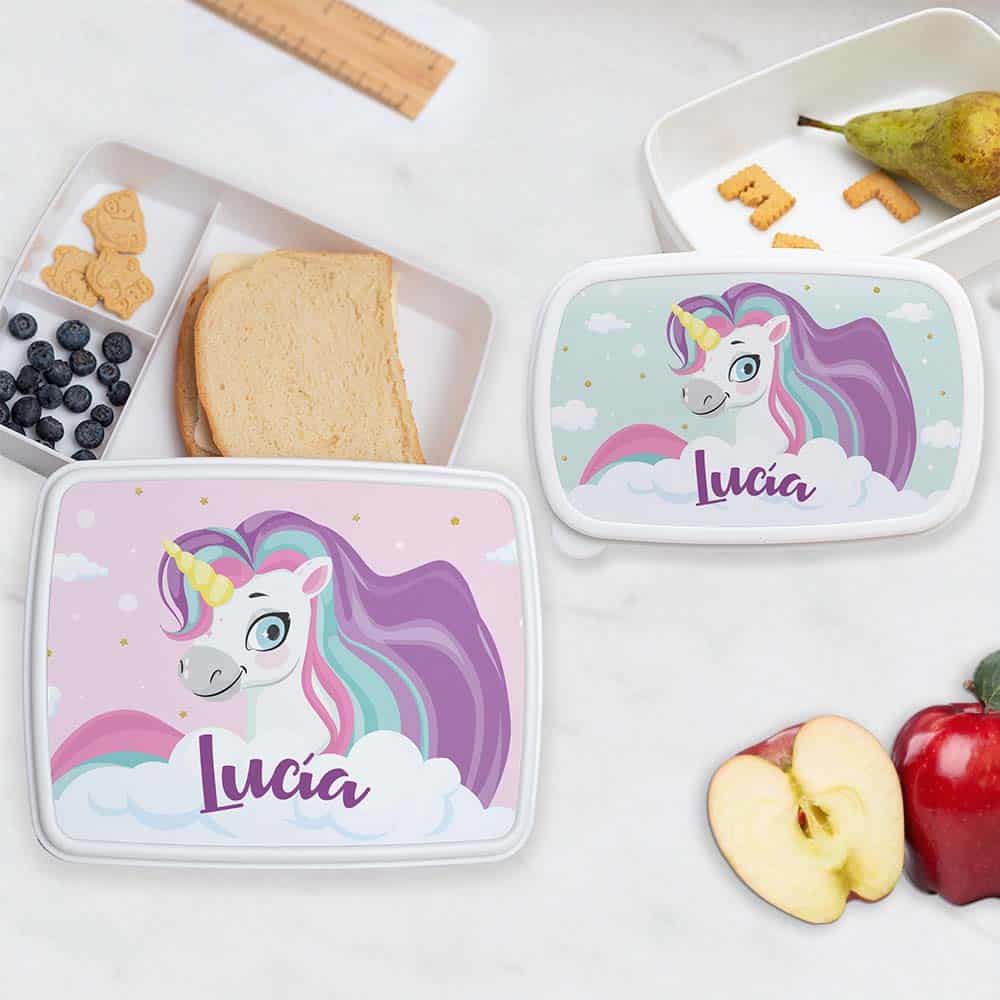 Fiambrera Infantil Unicornios Coloridos personalizada