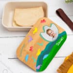 Miniatura de Fiambrera con Tapa de Madera Infantil Dinosaurios personalizada