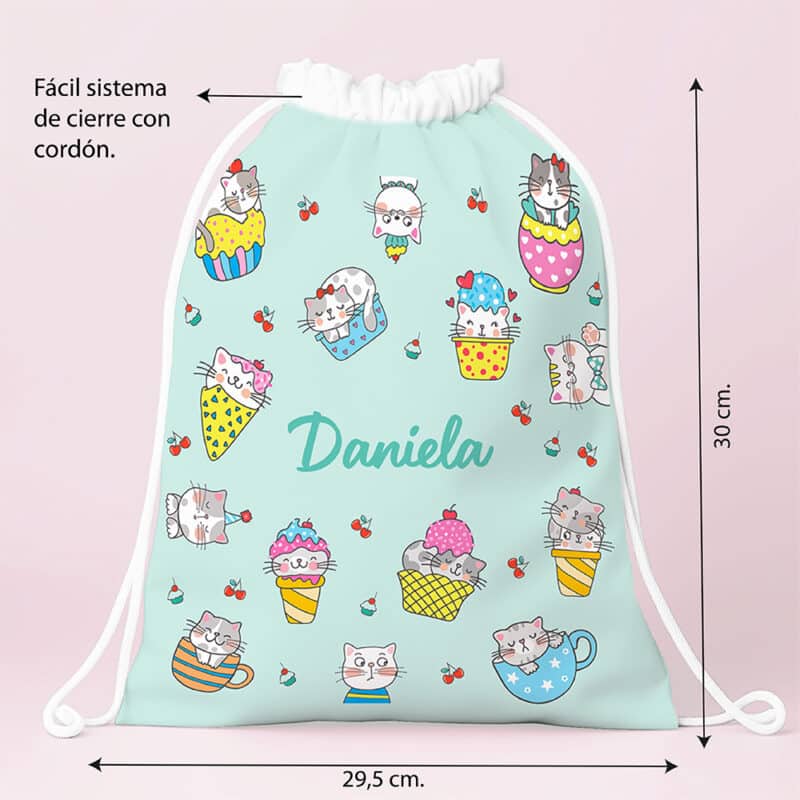 Mochila Saco Infantil Gatitos personalizada