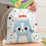 Miniatura de Mochila Saco Infantil Animales de Colores personalizada